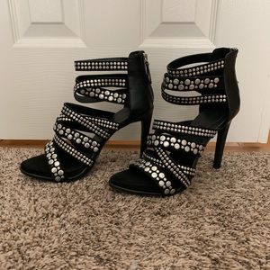 Zara Studded Black Leather Heels